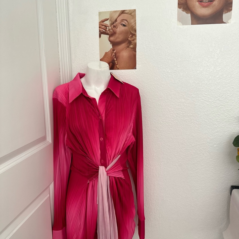 Vibrant Pink Long Sleeve Dress
